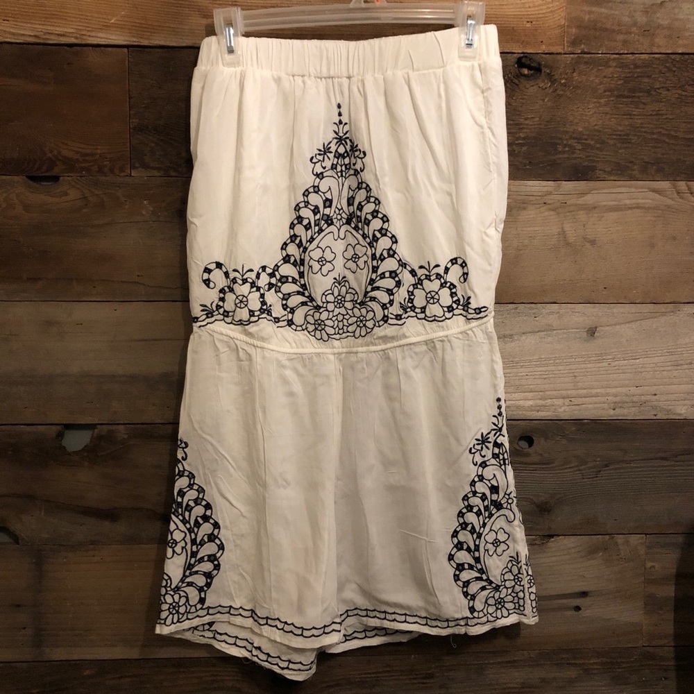 White embroidered swim coverup romper